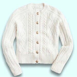 J.Crew Wool Blend Cardigan with Gold Buttons in Cream - Size Small